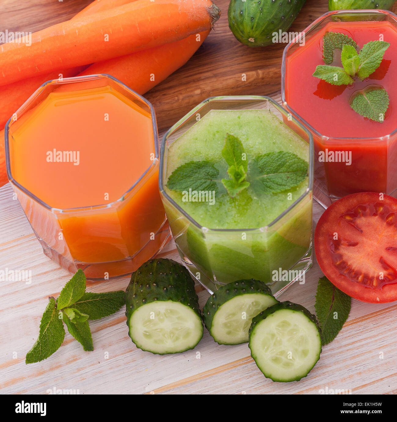 Tomato, cucumber, carrot Juice and vegetables Stock Photo Alamy