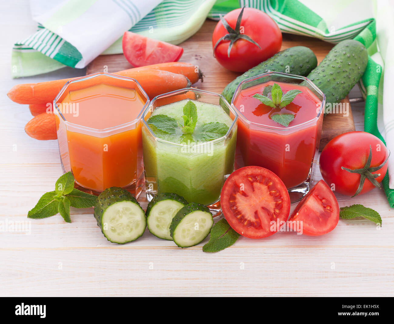 Tomato, cucumber, carrot Juice and vegetables Stock Photo Alamy