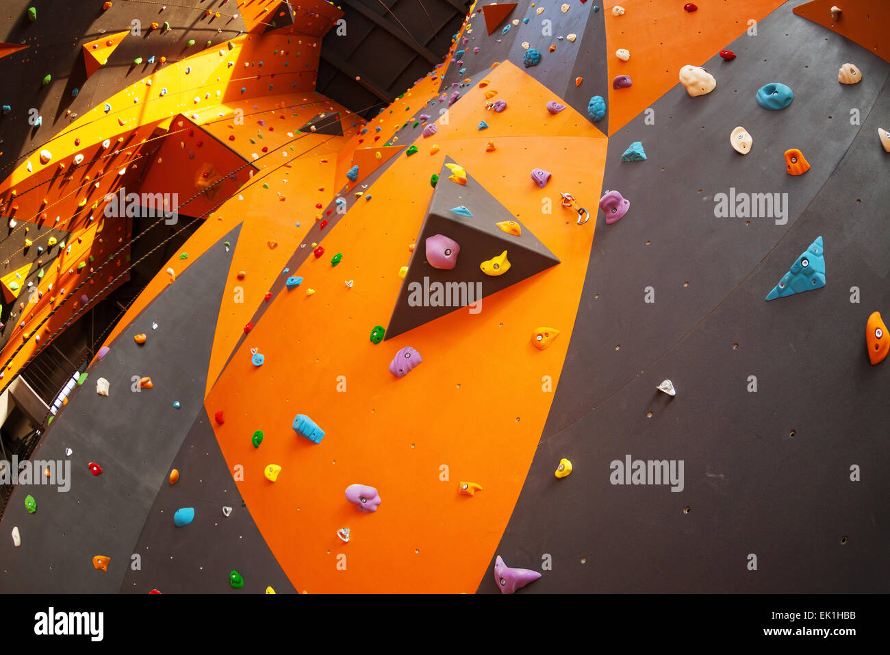 Artificial climbing wall in an indoor climbing gym Stock Photo Alamy