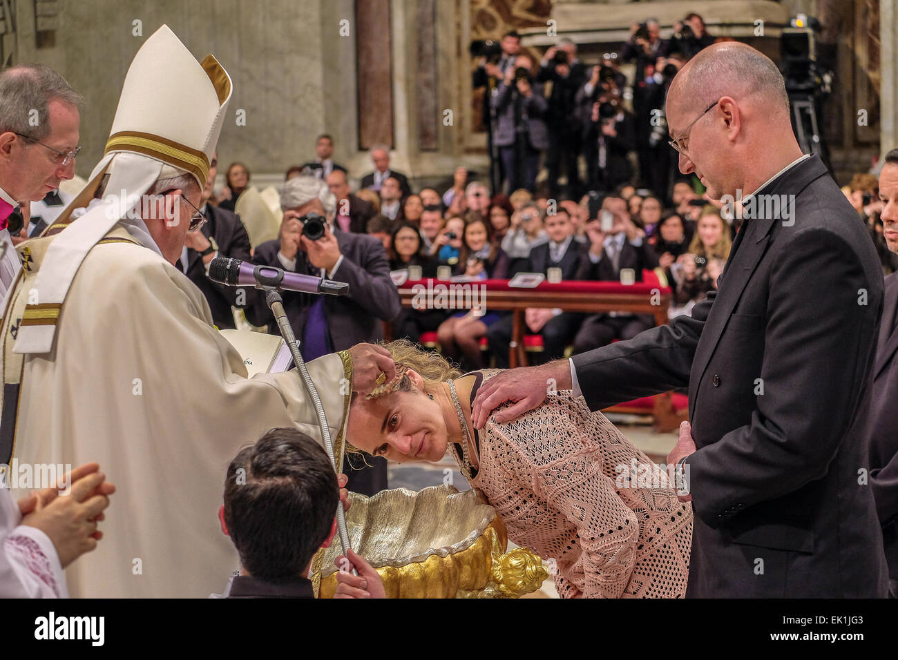 Vatican City. 04th Apr, 2015. Vatican City Pope Francis Easter Vigil - baptism Credit:  Realy Easy Star/Alamy Live News Stock Photo