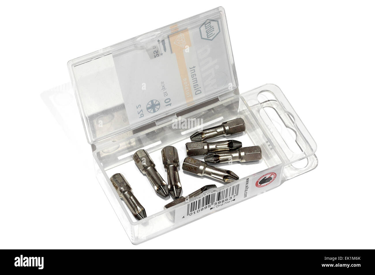 A Box of Wiha Diamond Coated, High Torsion, Pozidrive PZ2 Screwdriver Bits Stock Photo