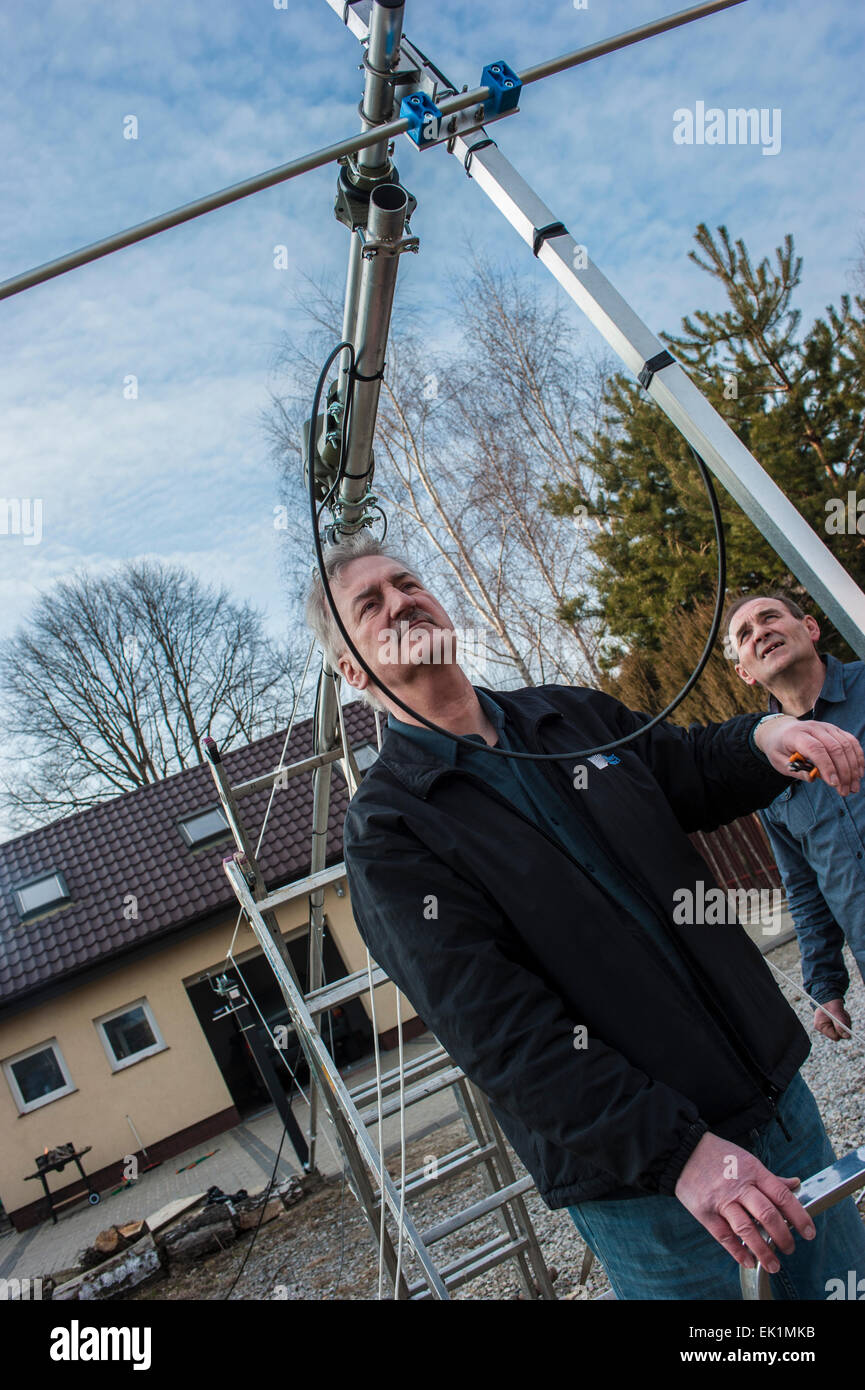 Amateur Radio antenna installation near Warsaw, Poland Stock Photo Alamy