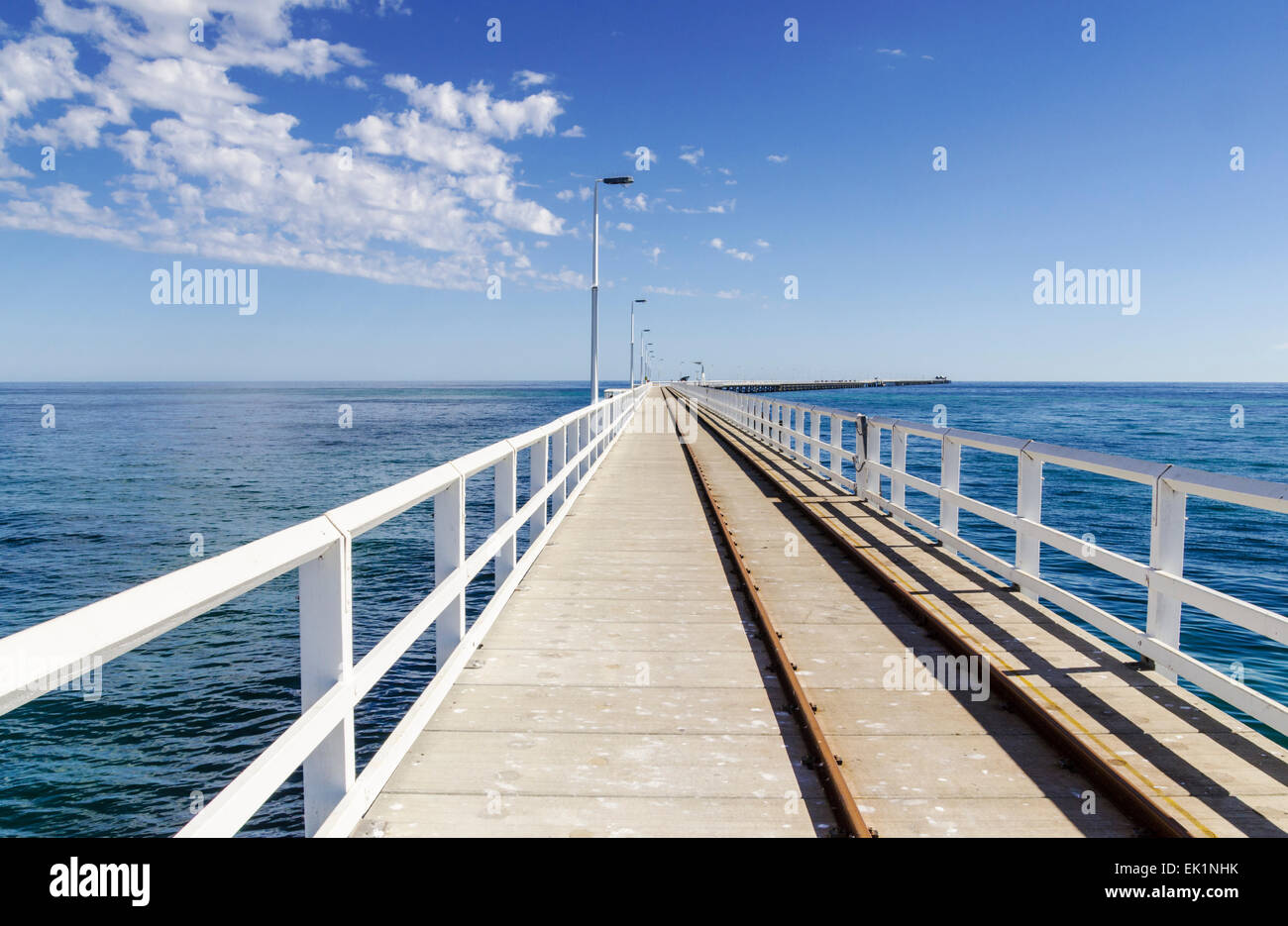 The 1.8km long Busselton Jetty, Busselton, Western Australia, Australia Stock Photo