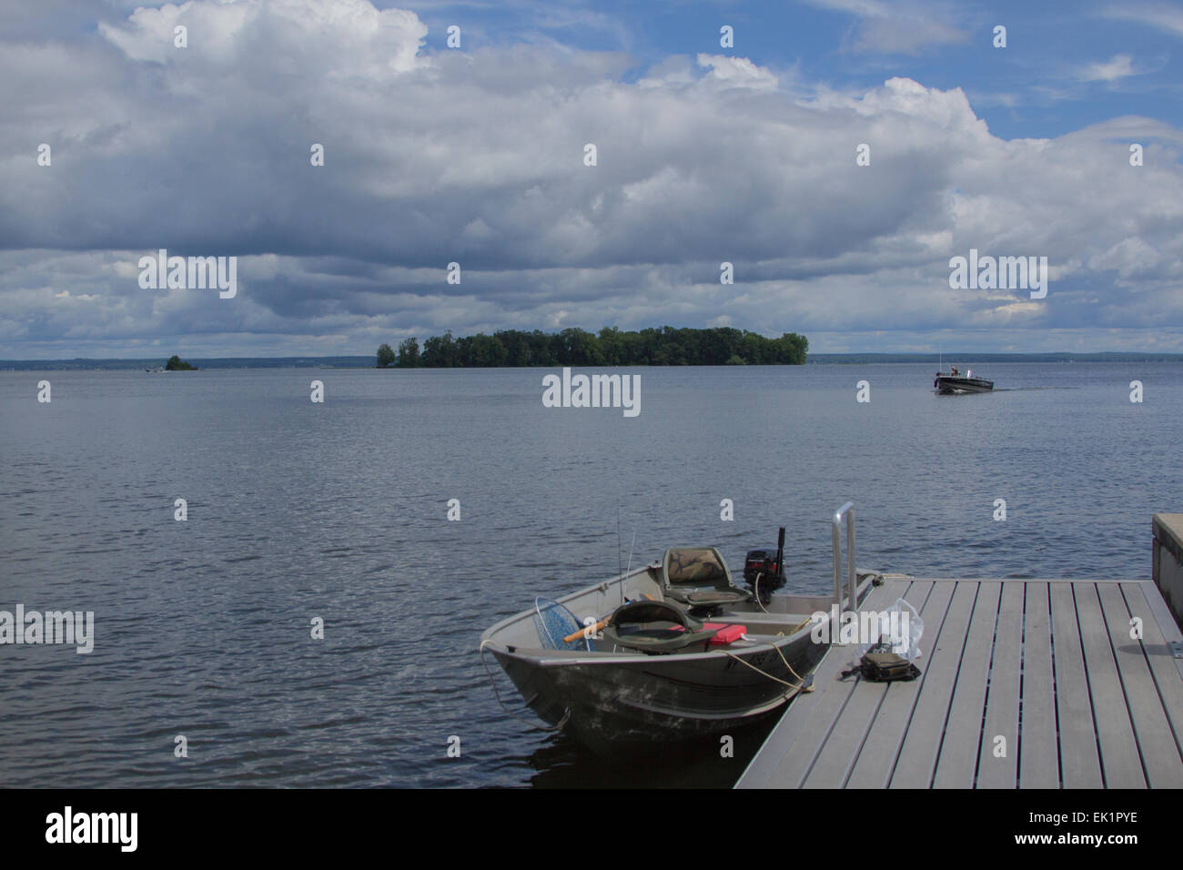 Getting ready to go fishing at Oneida Lake, New York State, USA Stock