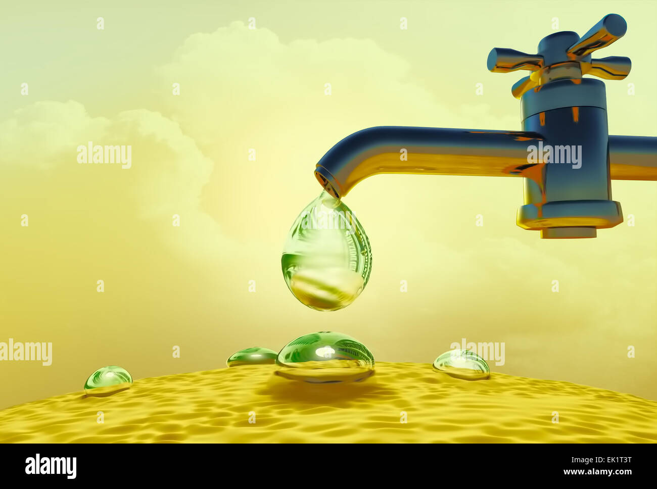 Water Drop Dripping Out Of Water Supply Faucet Stock Photo