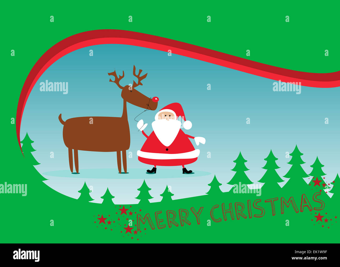 Santa and rudolph christmas background with space Stock Photo - Alamy