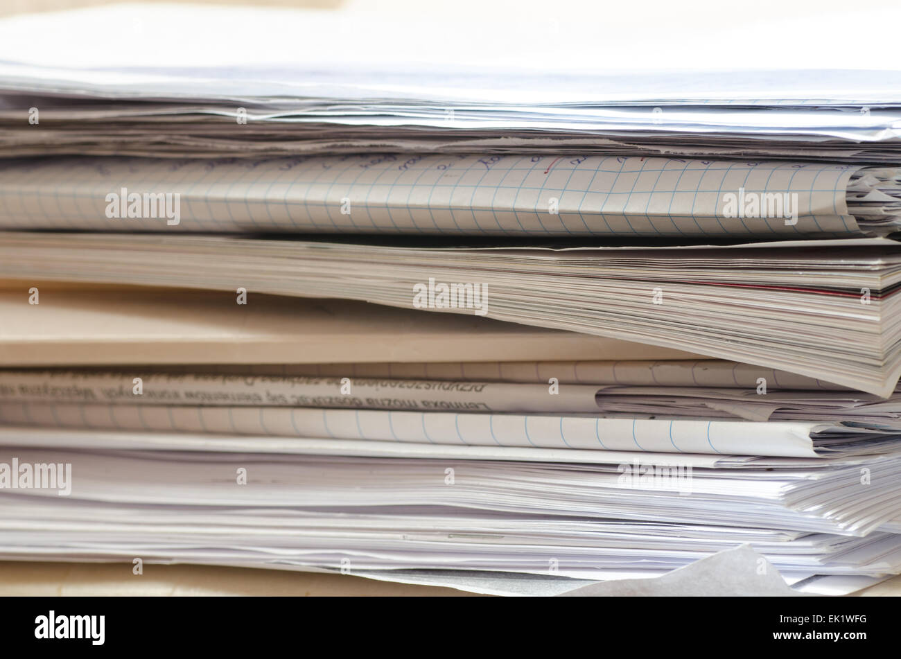 closeup stack of paper work Stock Photo Alamy