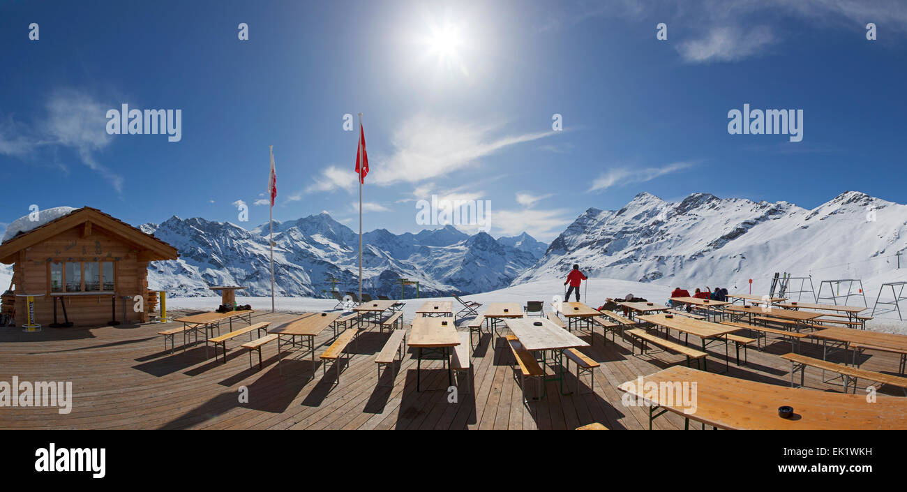 An Altitude Restaurant in Zinal in the Swiss Alps Stock Photo