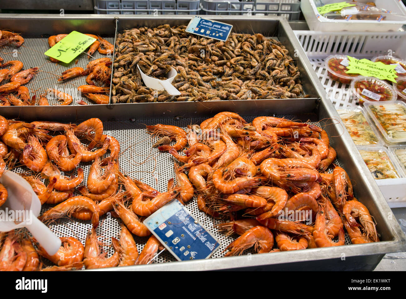 Seafood market stall at Trouville Sur Mer, Northern France, Europe Stock Photo