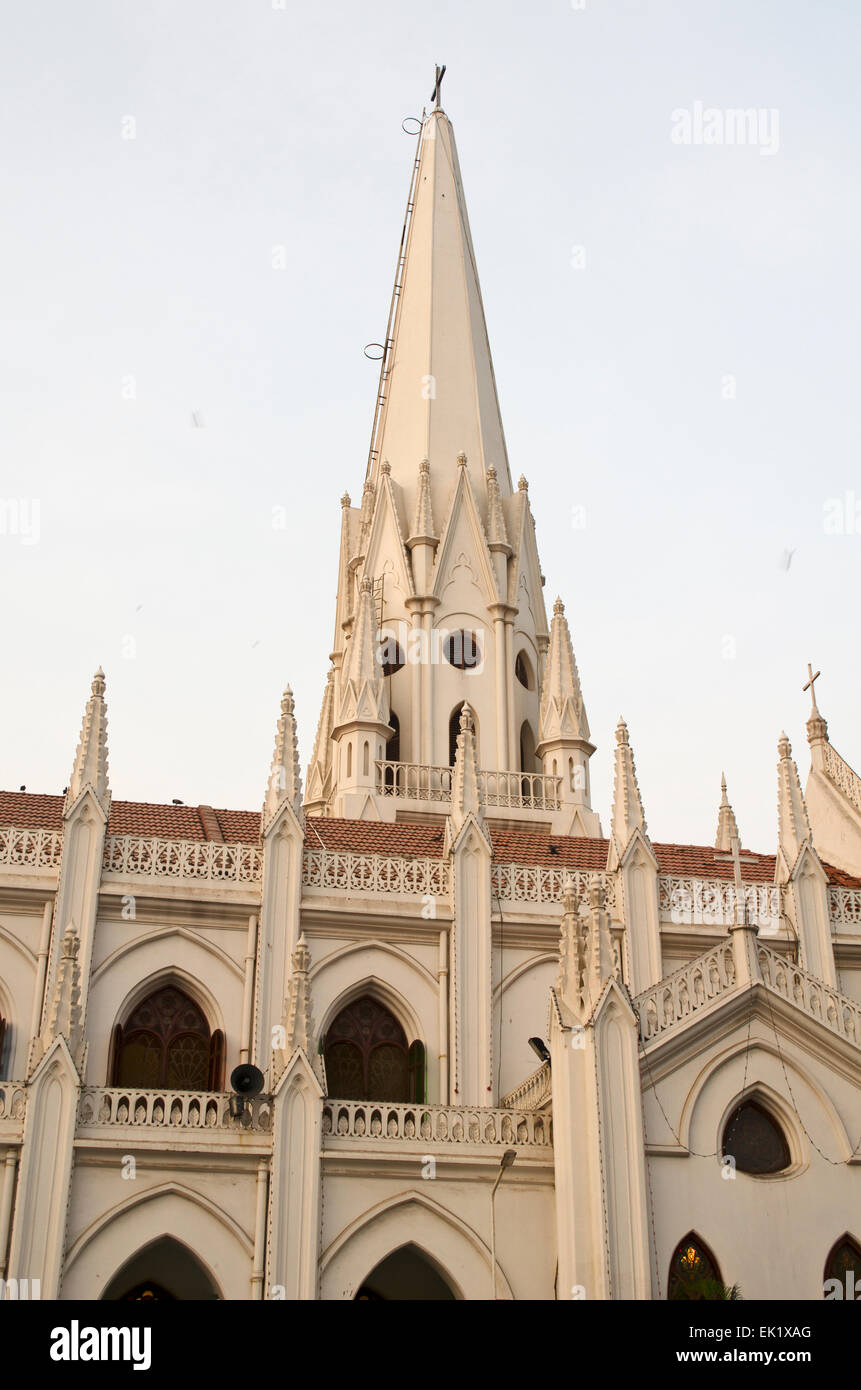 Side view of Santhome cathedral Basilica church at Chennai,Tamil Nadu,India Stock Photo
