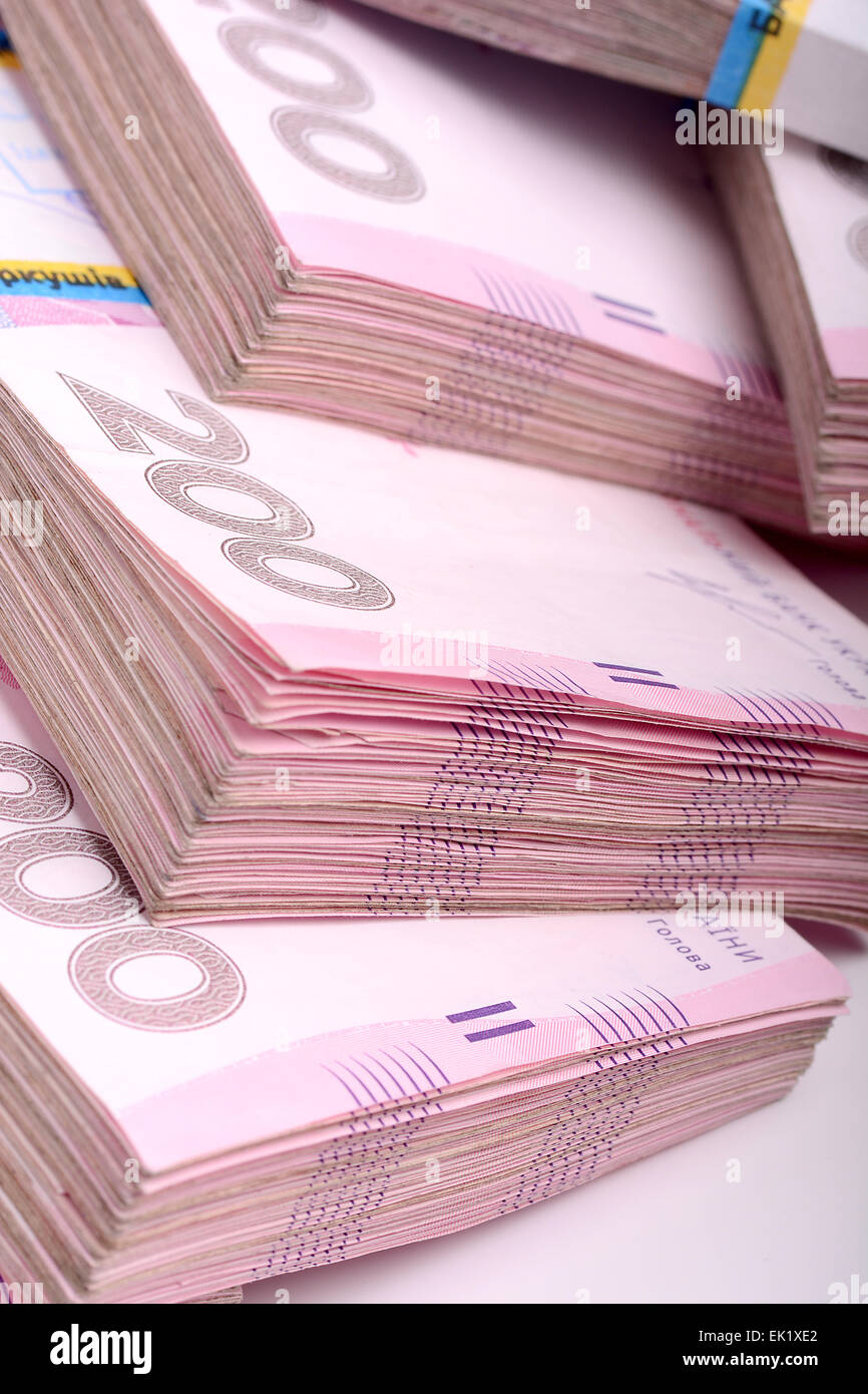 Pile of Ukrainian money Stock Photo