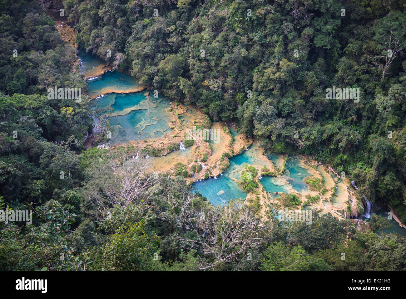 Semuc champay a natural aqua park in Guatemala Stock Photo
