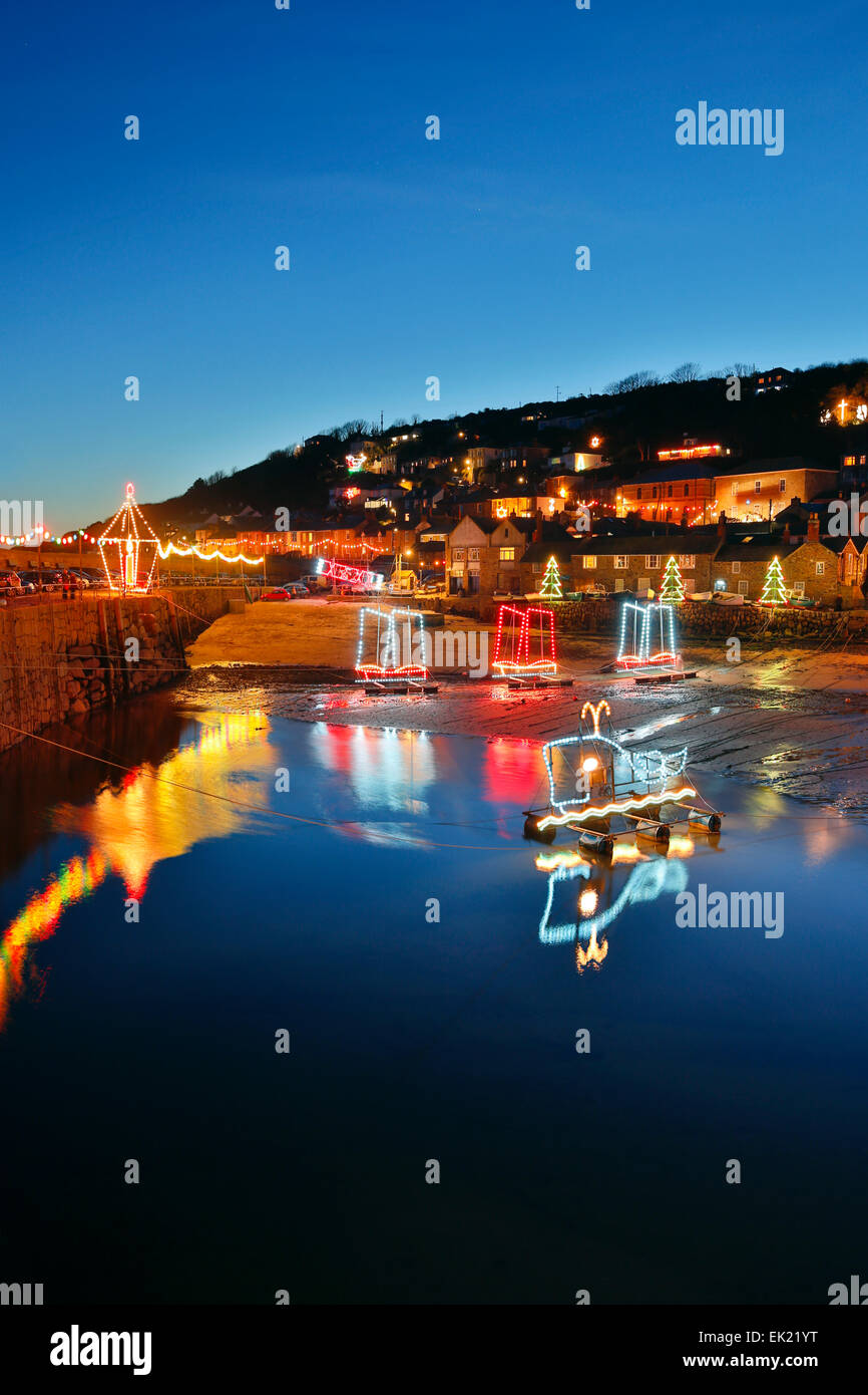 Mousehole Christmas Lights; Cornwall; UK Stock Photo Alamy