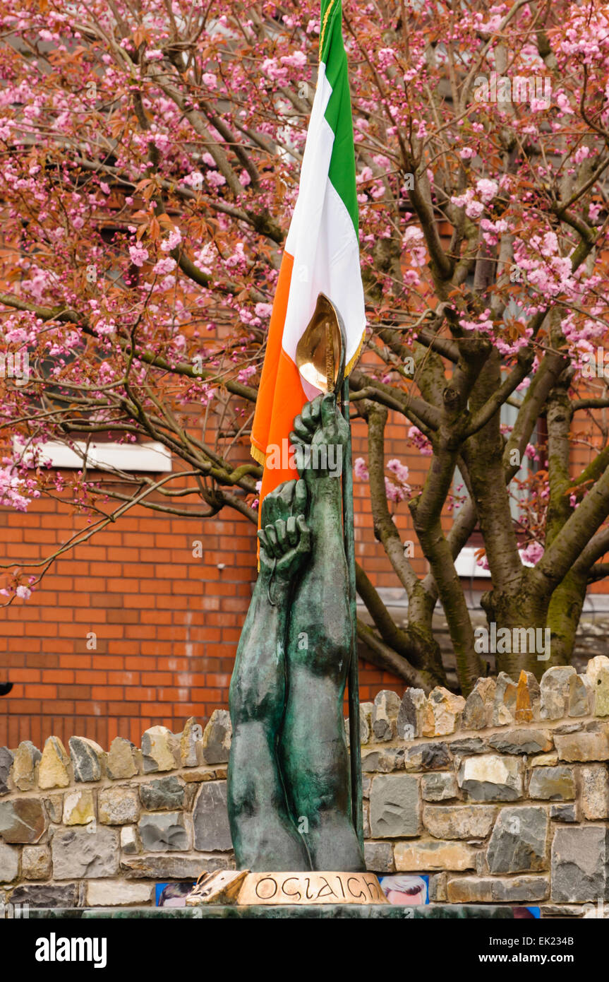 Republican memorial garden 'An Tine Bheo' in Short Strand, Belfast, Northern Ireland. Stock Photo