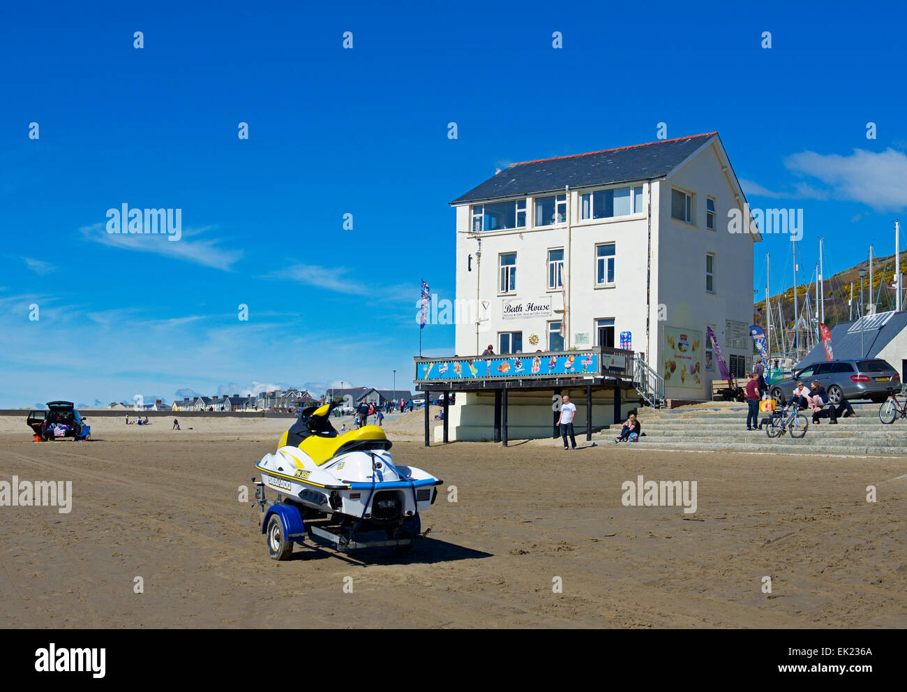 Jet ski on the beach, Barmouth, Gwynedd, North Wales UK Stock Photo Alamy