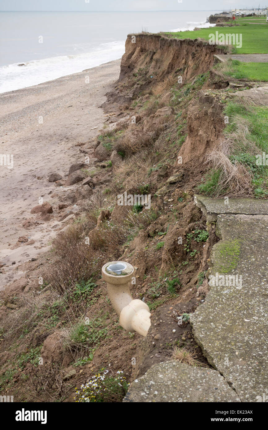 Coastal erosion at Ulrome near Skipsea, East Yorkshire. Stock Photo
