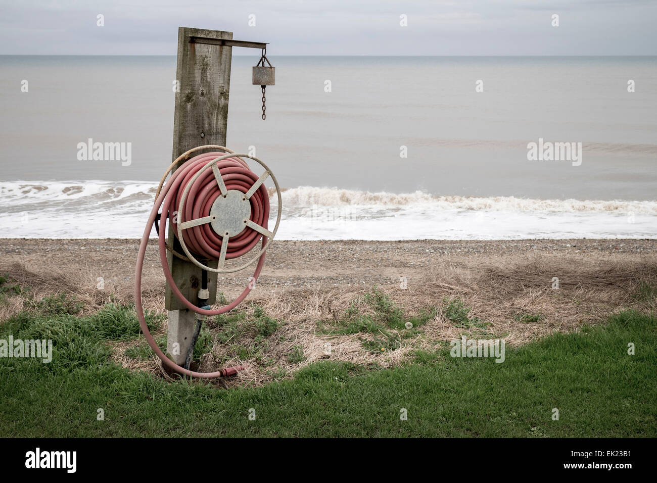 old Fire hose at Ulrome near Skipsea, East Yorkshire. Stock Photo
