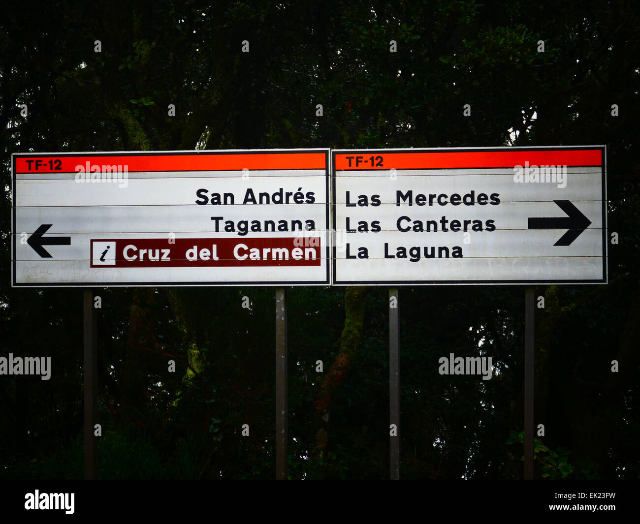 Traffic signs San Andres Las Mercedes Las Canteras La Laguna Tenerife island Canary islands Spain Stock Photo