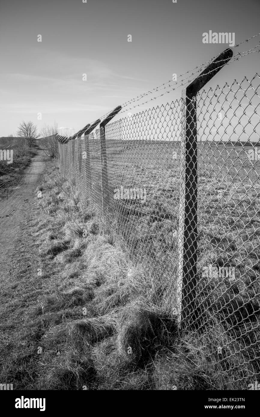 Wire netting fence in West Yorkshire. Stock Photo