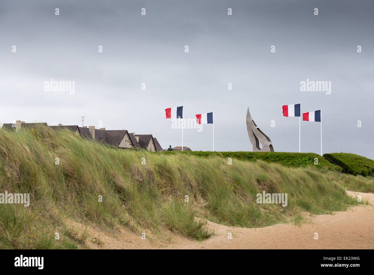 The Flame Monument at Sword beach, Ouistreham, Normandy, France, Europe Stock Photo