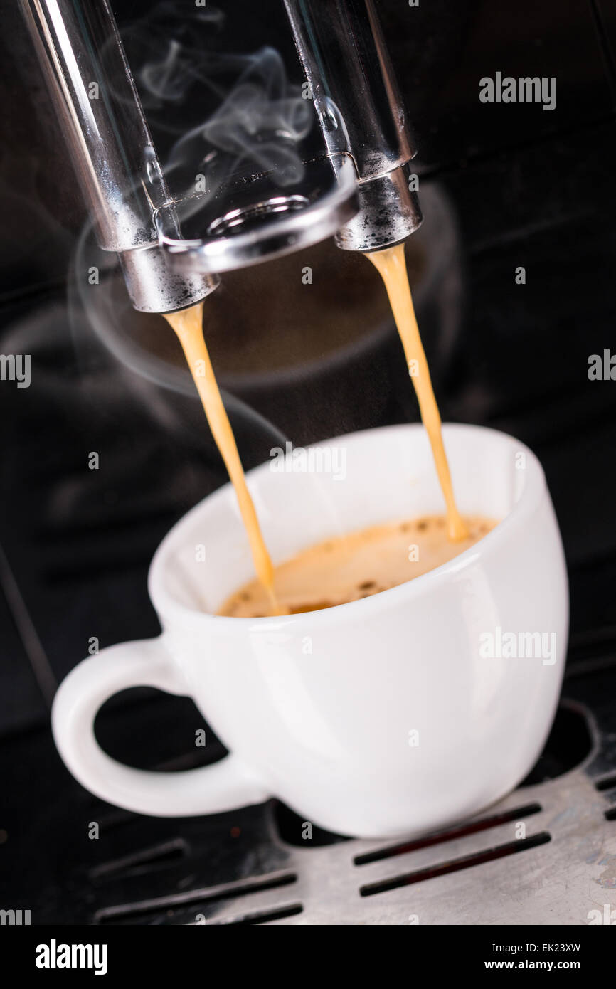 Detail of coffee machine making espresso Stock Photo Alamy