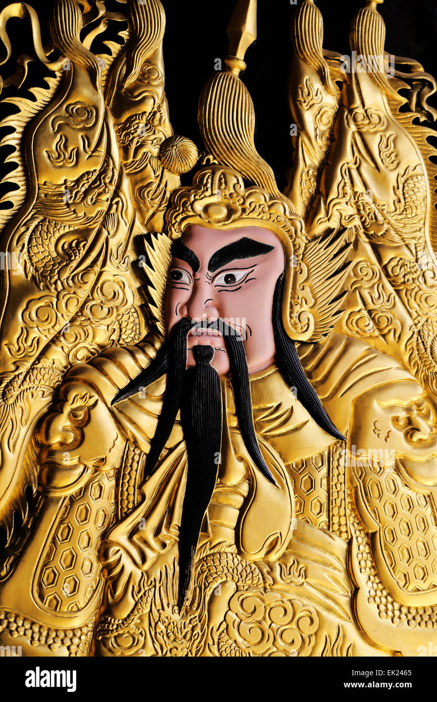 Chinese warrior beautiful statue photographed close up Stock Photo