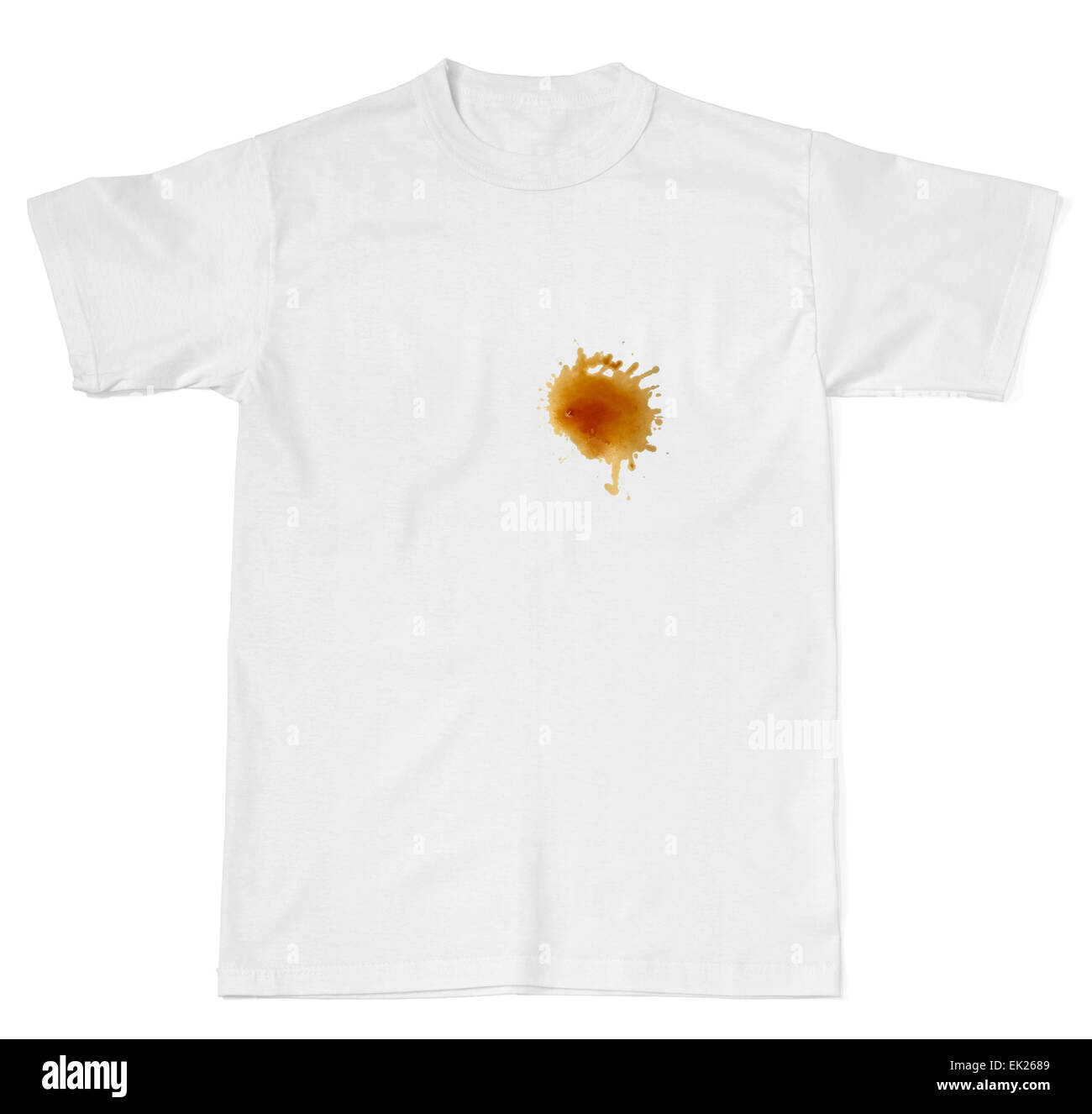 coffee stain on white t shirt Stock Photo