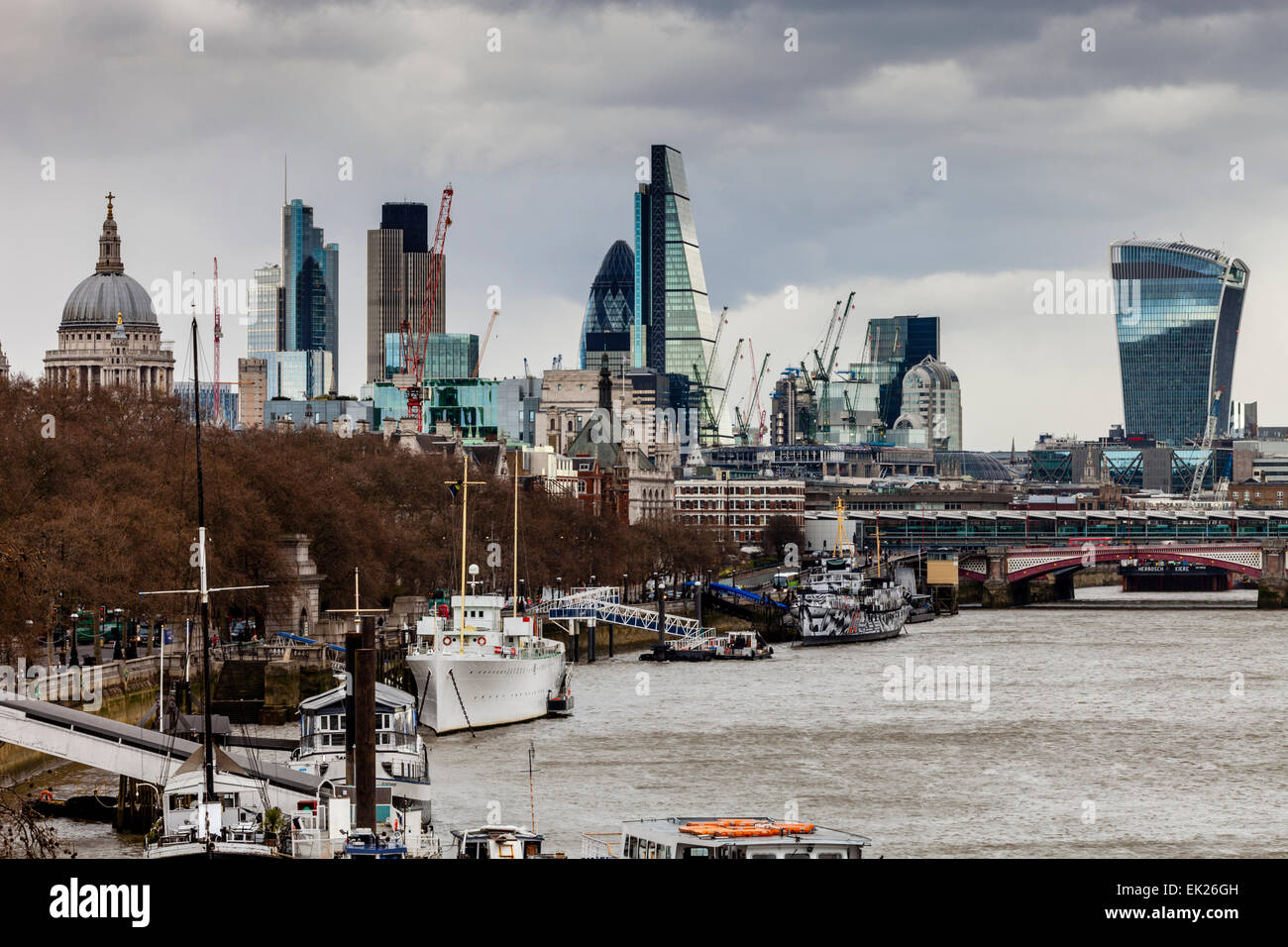 The River Thames and City Of London Skyline, London, England Stock Photo
