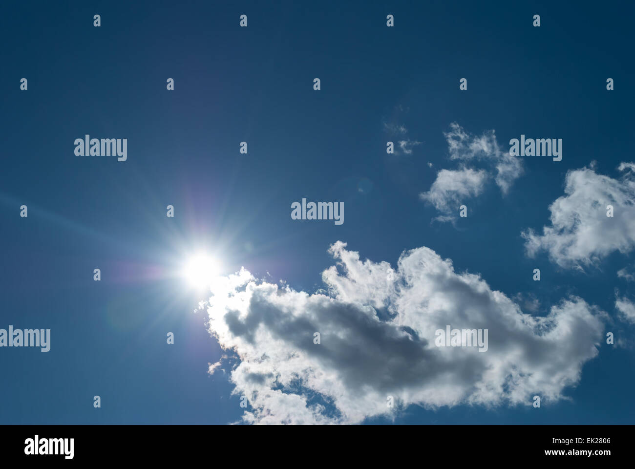 Sun in the sky and clouds. Stock Photo