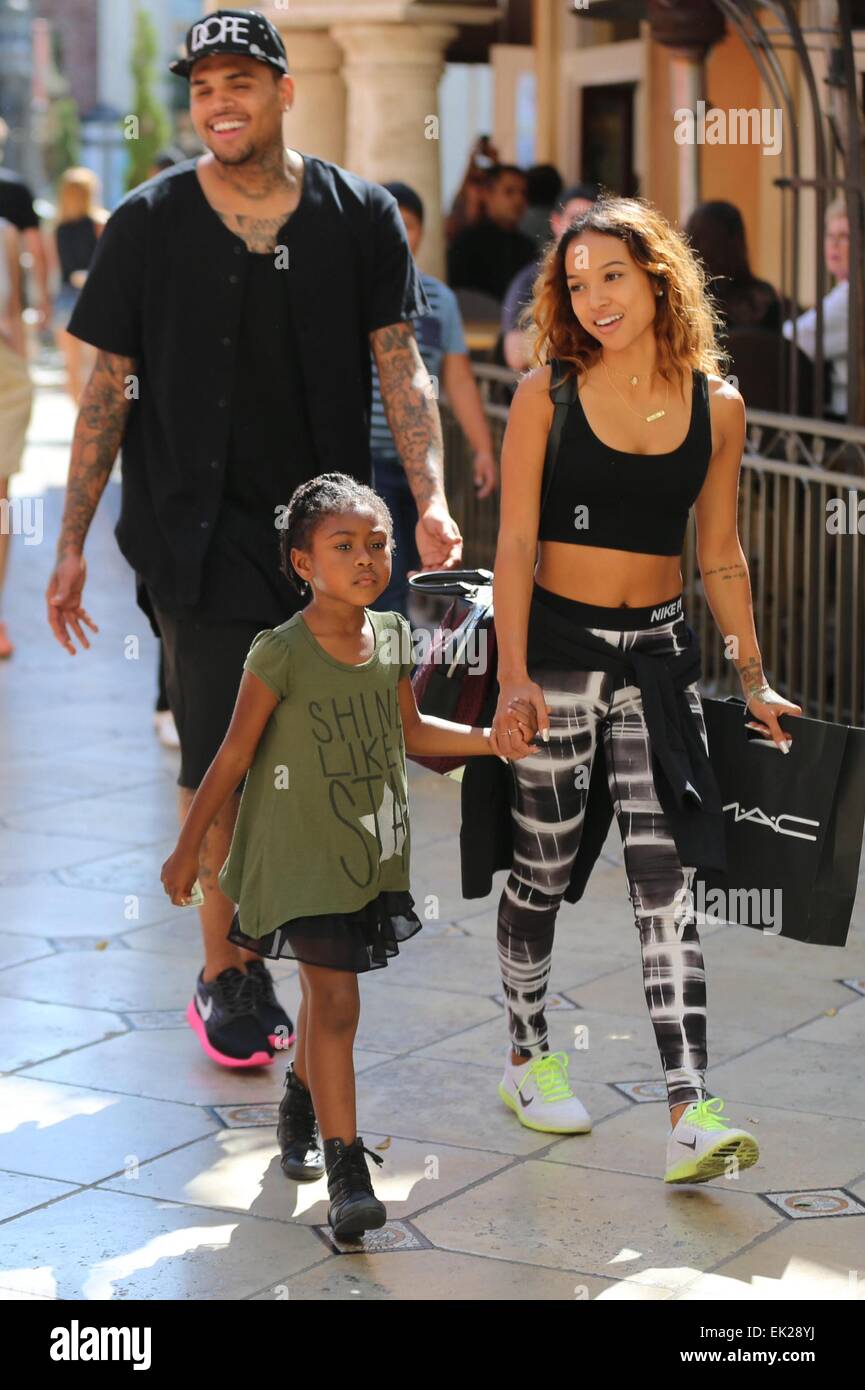 Chris Brown seen with girlfriend Karrueche Tran and friends at The ...