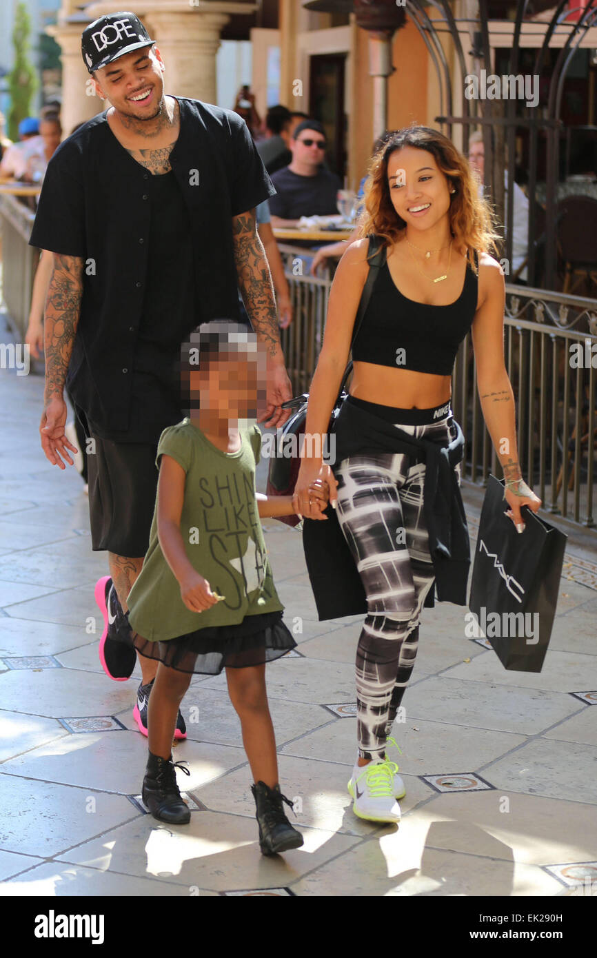 Chris Brown seen with girlfriend Karrueche Tran and friends at The