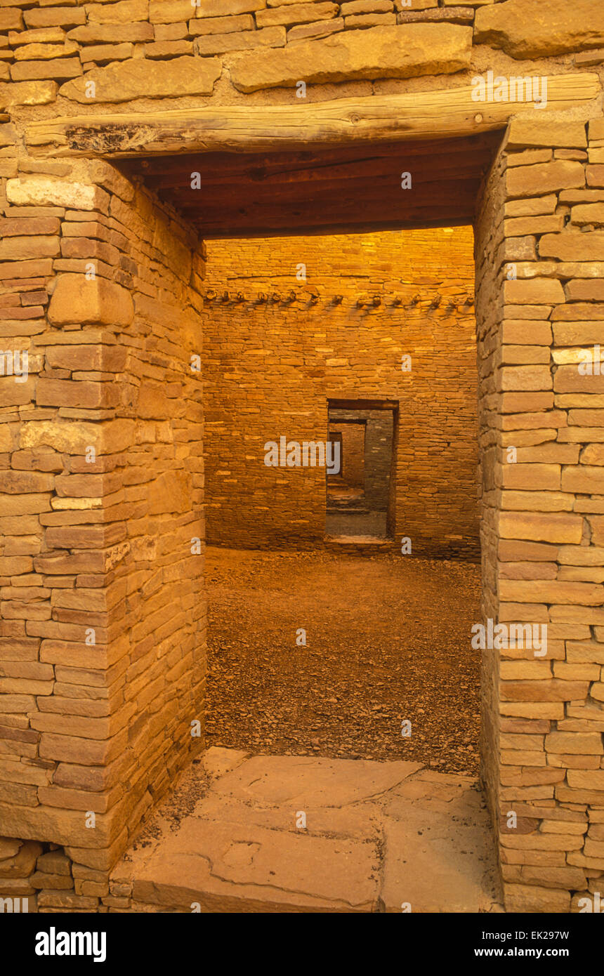 doorways at Pueblo Bonito, Anasazi Indian, Chaco Culture National Historic Park, New Mexico Stock Photo