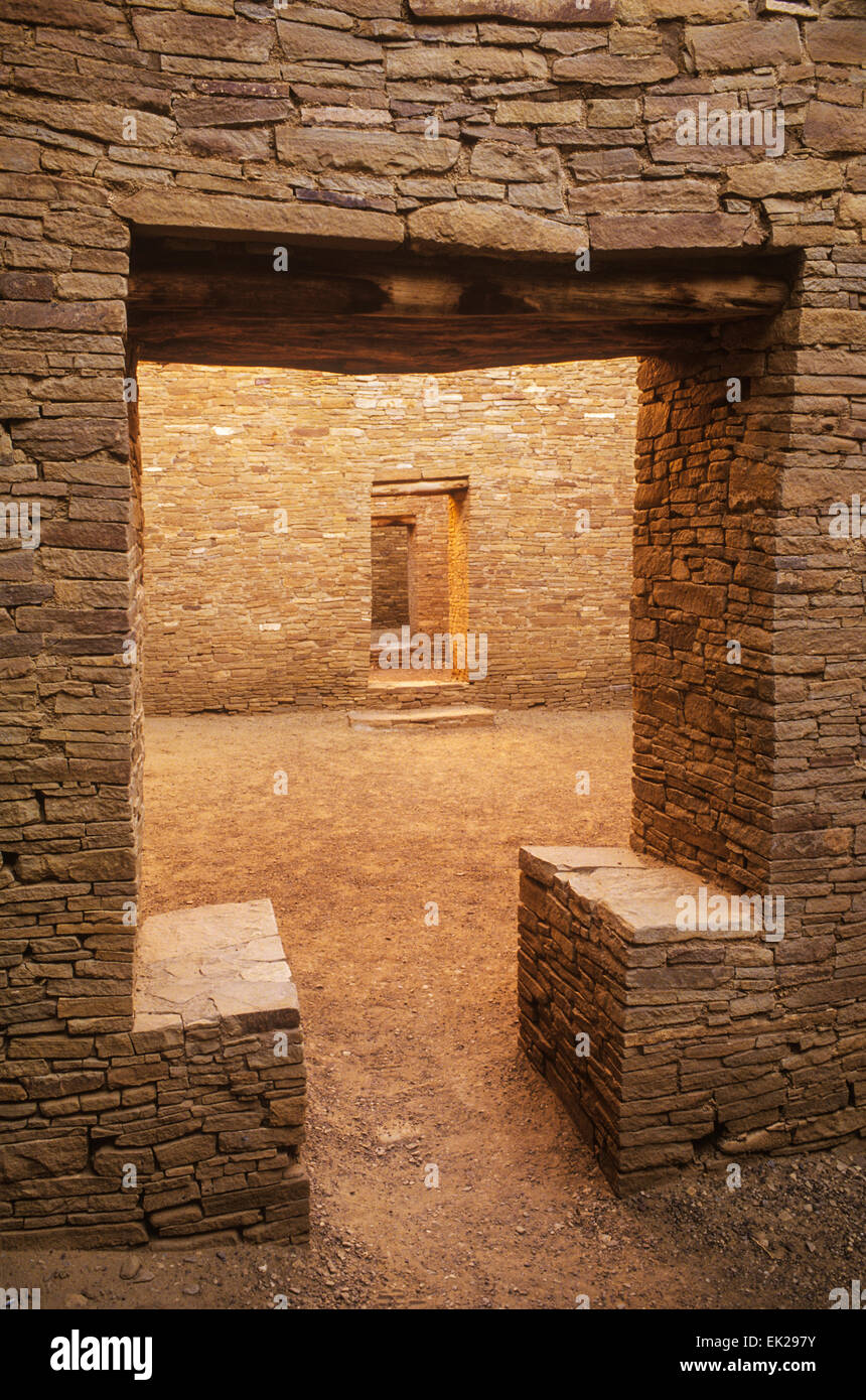 T-door at Pueblo Bonito, Anasazi Indian, Chaco Culture National Historic Park, New Mexico Stock Photo