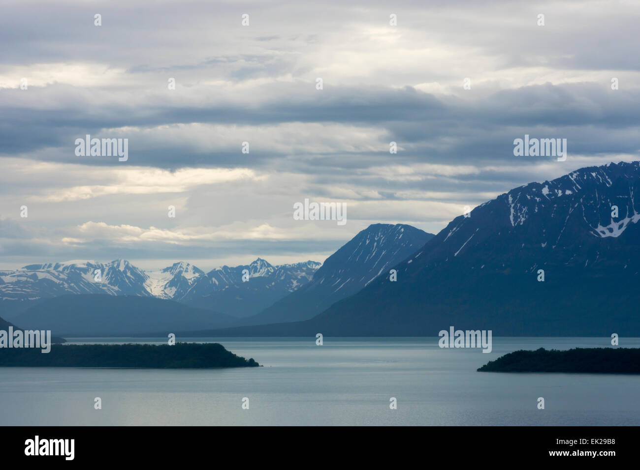 Landscape of mountain and Naknek Lake, Katmai National Park, Alaska, USA Stock Photo