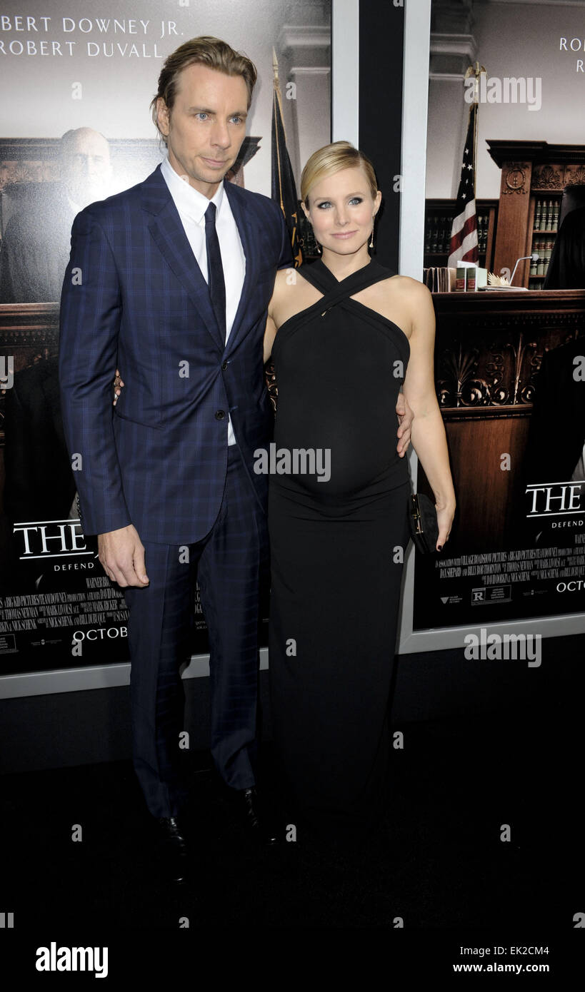 Pregnant Kristen Bell and Dax Shepard leaving a sushi restaurant after  dining with friends Featuring: Dax Shepard Where: Los An Stock Photo - Alamy