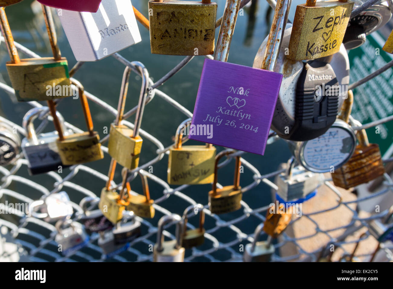 love locks in Portland, Maine Stock Photo Alamy