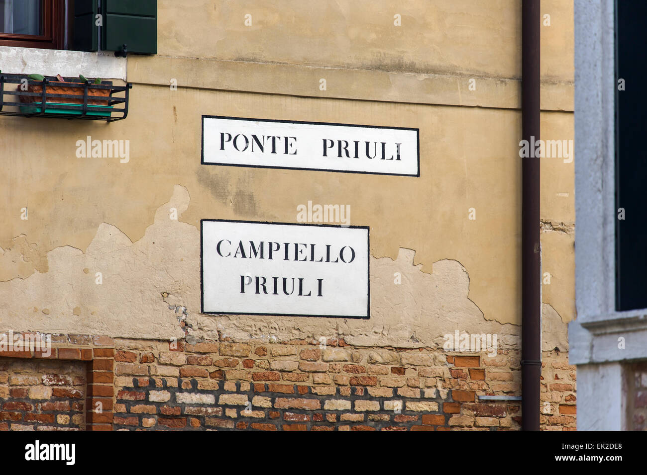 Street SIgns, Venice, Italy Stock Photo