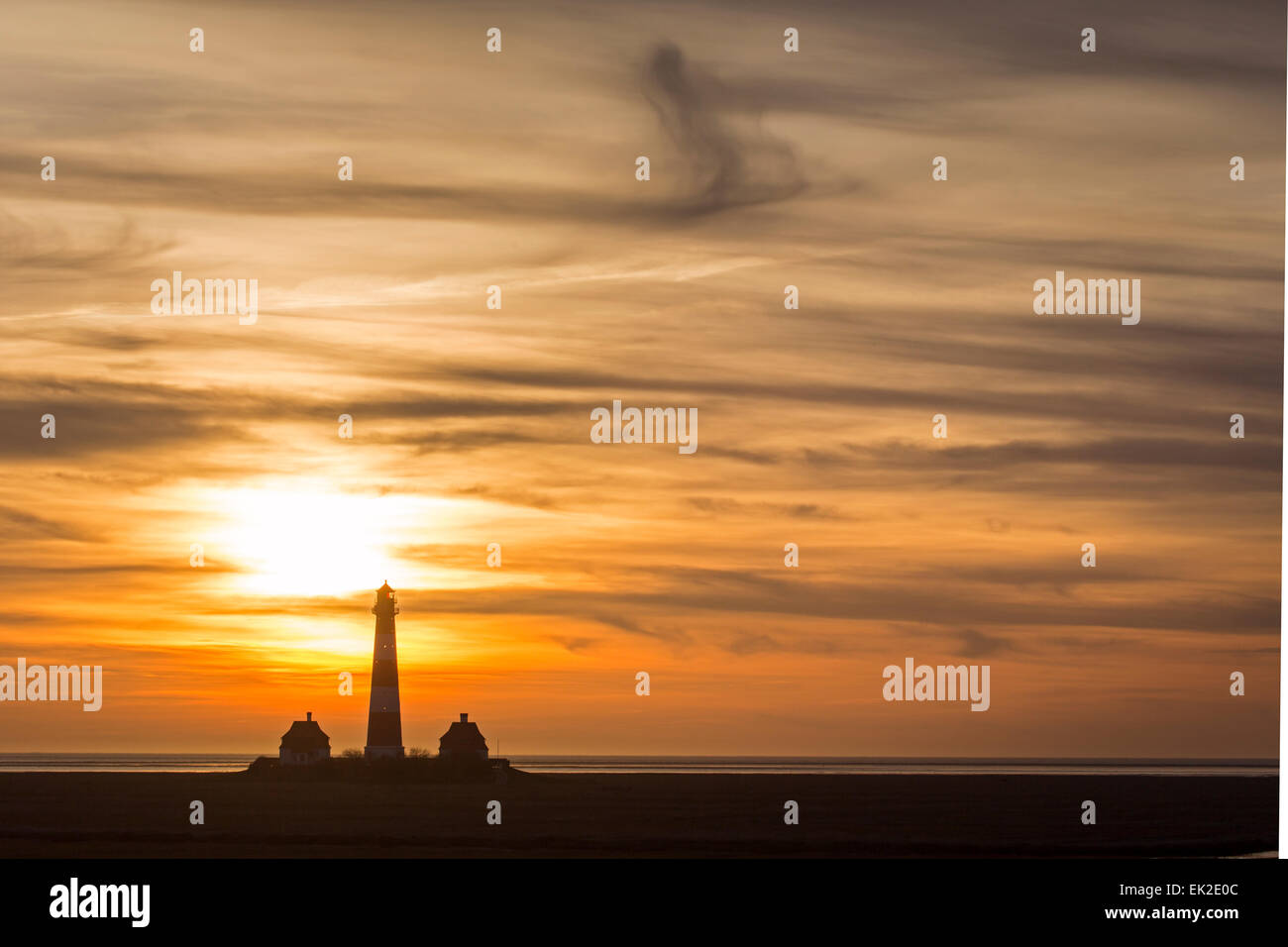 Lighthouse Westerheversand, Westerhever, Eiderstedt, North Frisia, Schleswig-Holstein, Germany, Europe Stock Photo