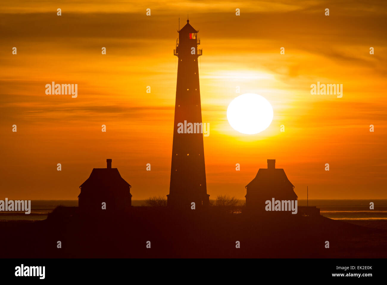 Lighthouse Westerheversand, Westerhever, Eiderstedt, North Frisia, Schleswig-Holstein, Germany, Europe Stock Photo