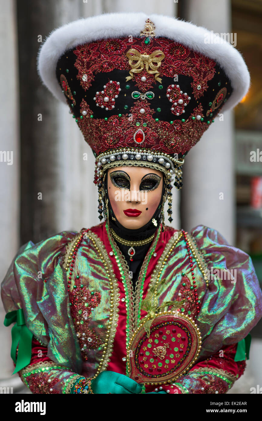 Woman in Carnival Costume and Mask, venice, Italy Stock Photo