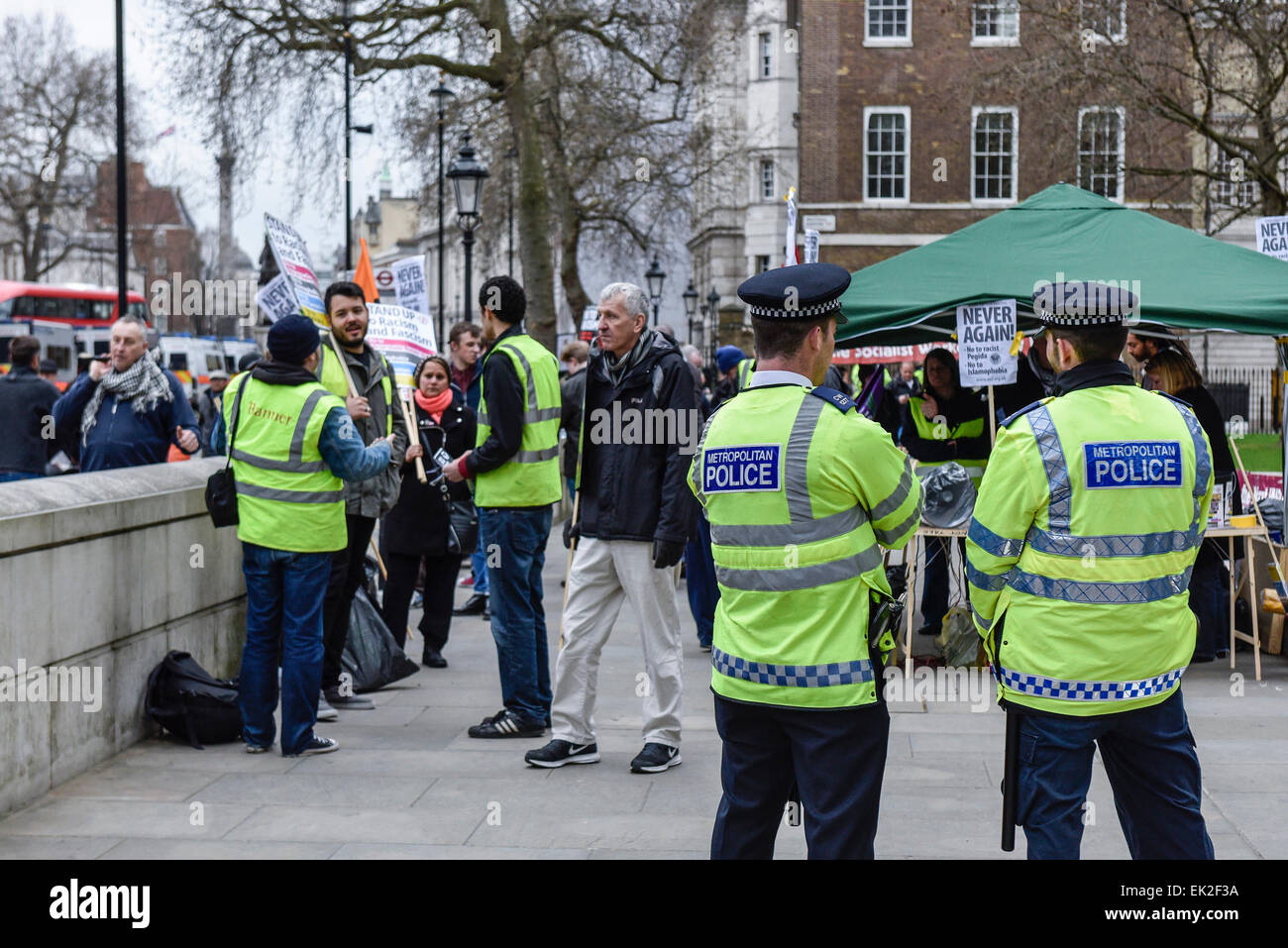 Anti-fascists demonstrating in Whitehall. Stock Photo