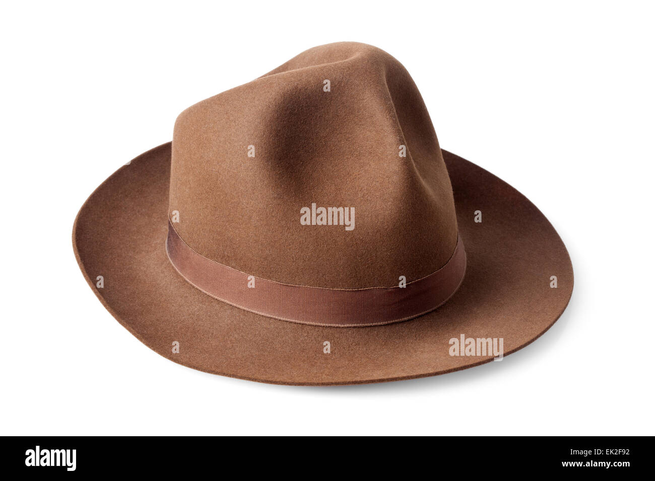 brown male felt hat isolated on white background Stock Photo - Alamy
