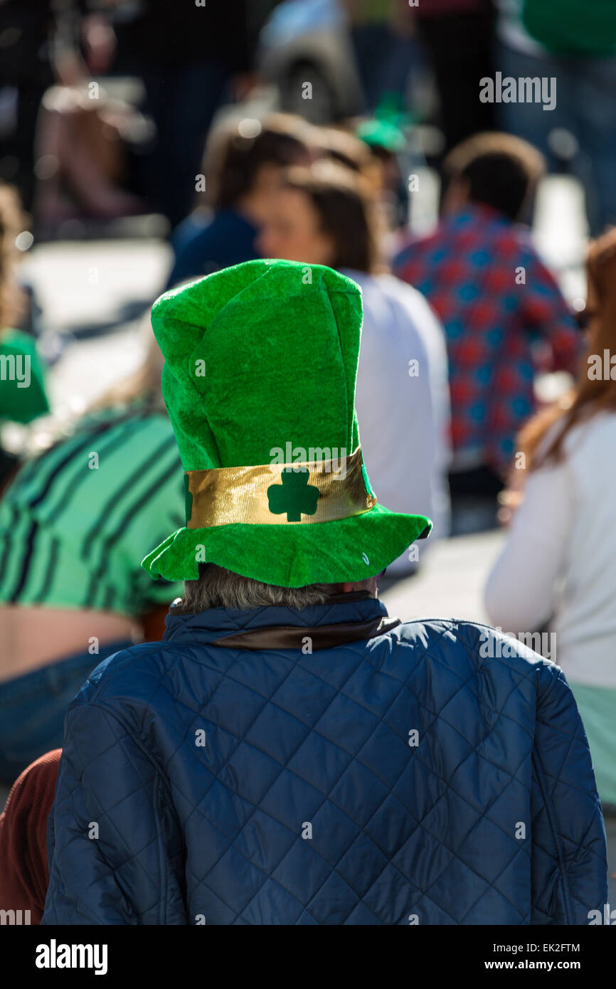 Crowds, St. Patrick's Day, Trafalgar Square, London Stock Photo