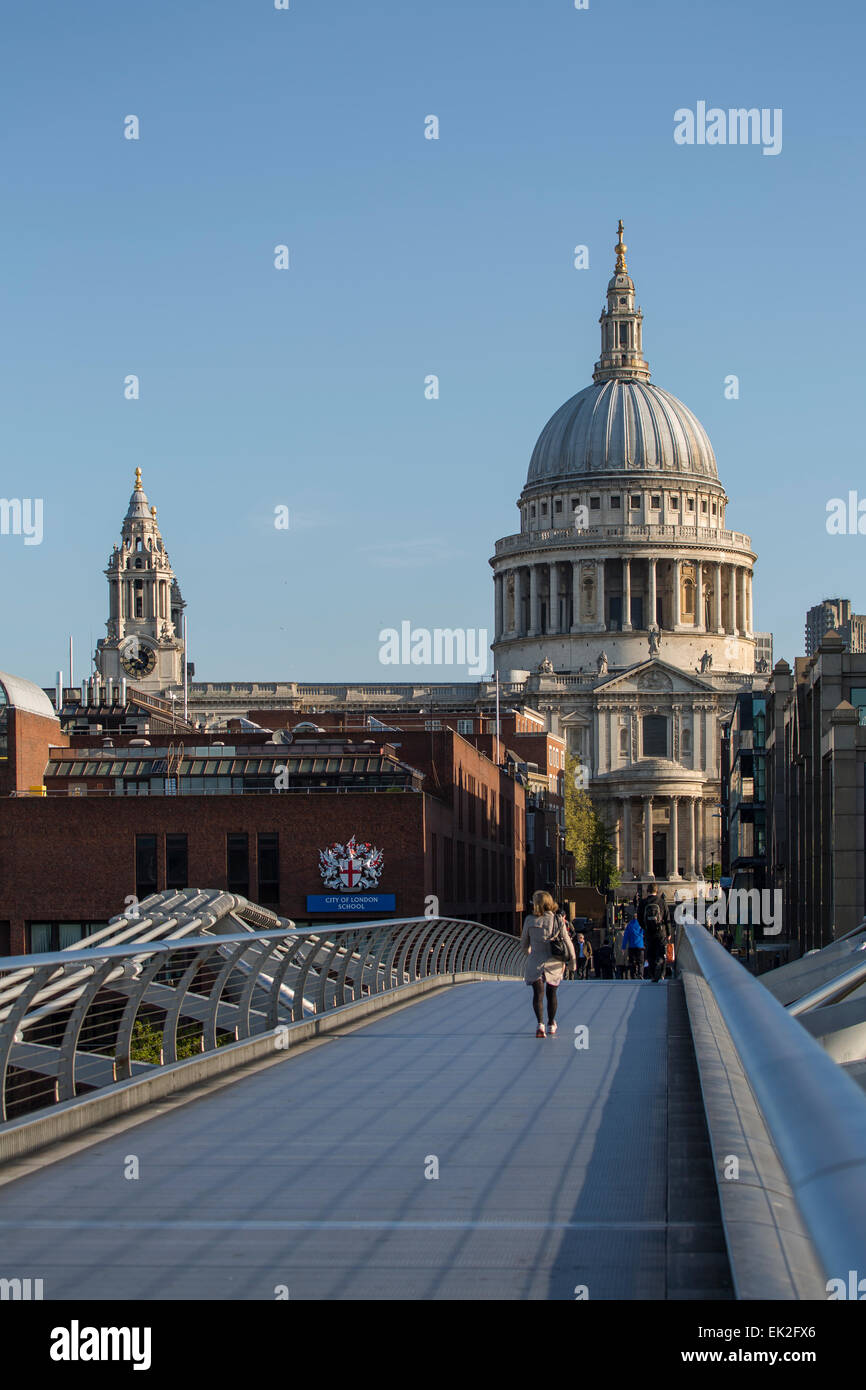 St. Paul's Cathedral from Millennium Bridge, London Stock Photo