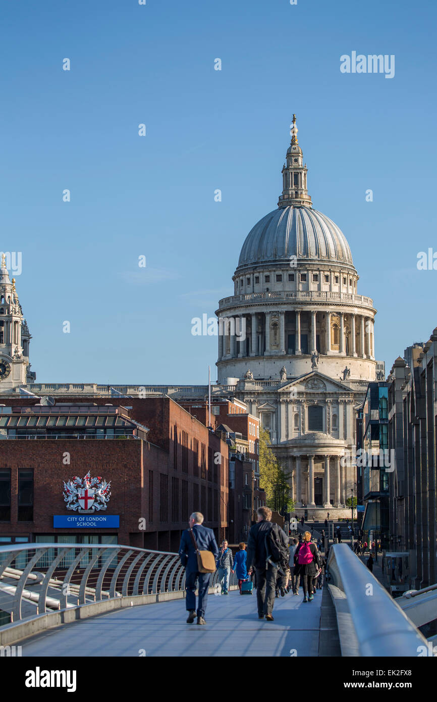 St. Paul's Cathedral from Millennium Bridge, London Stock Photo