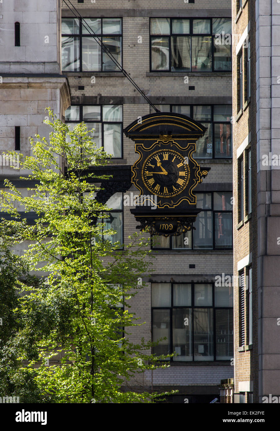 St. Magnus the Martyr Church Clock, City of London Stock Photo