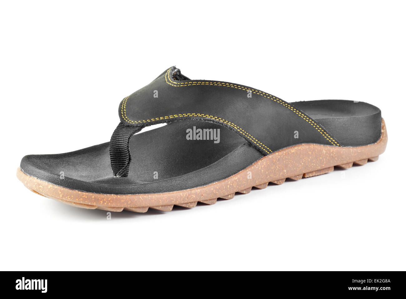 one black flip flops isolated on white background Stock Photo - Alamy
