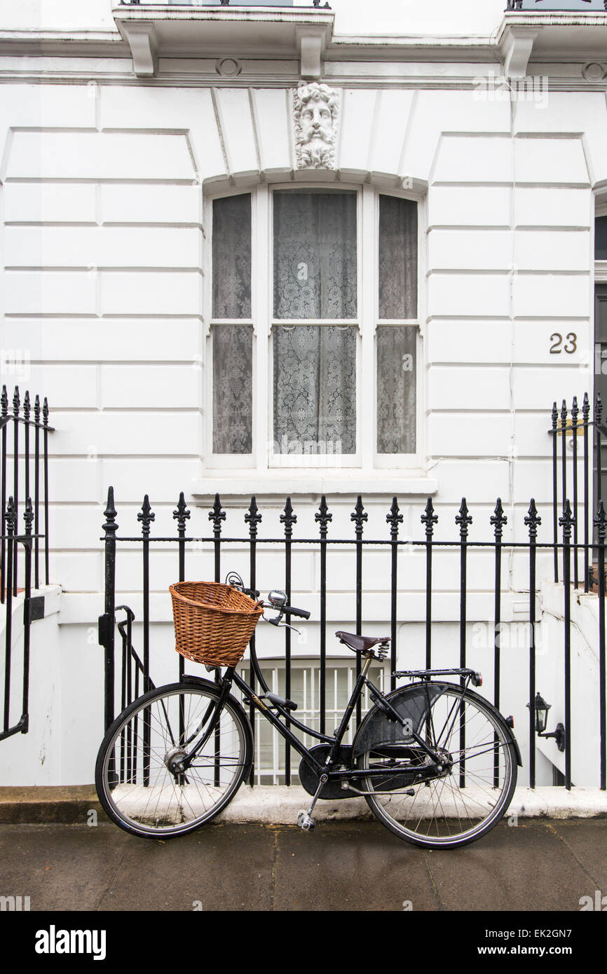 House Front with Bicycle, Chelsea, London Stock Photo