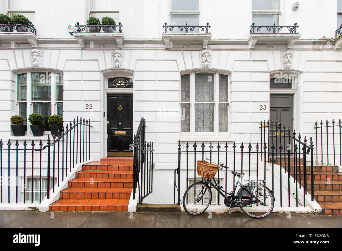 House Front with Bicycle, Chelsea, London Stock Photo