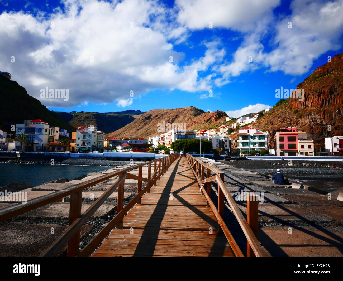 Wooden bridge Playa Santiago Beach La Gomera island Canary Islands Spain Stock Photo